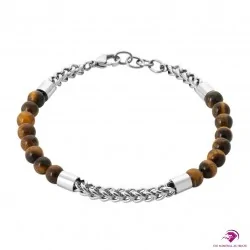 Bracelet Acier Homme - Oeil de tigre