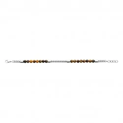 Bracelet Acier et Oeil de tigre