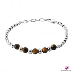 Bracelet Homme Oeil de tigre & Acier