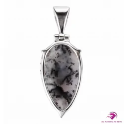 Pendentif Goutte en Agate dendritique