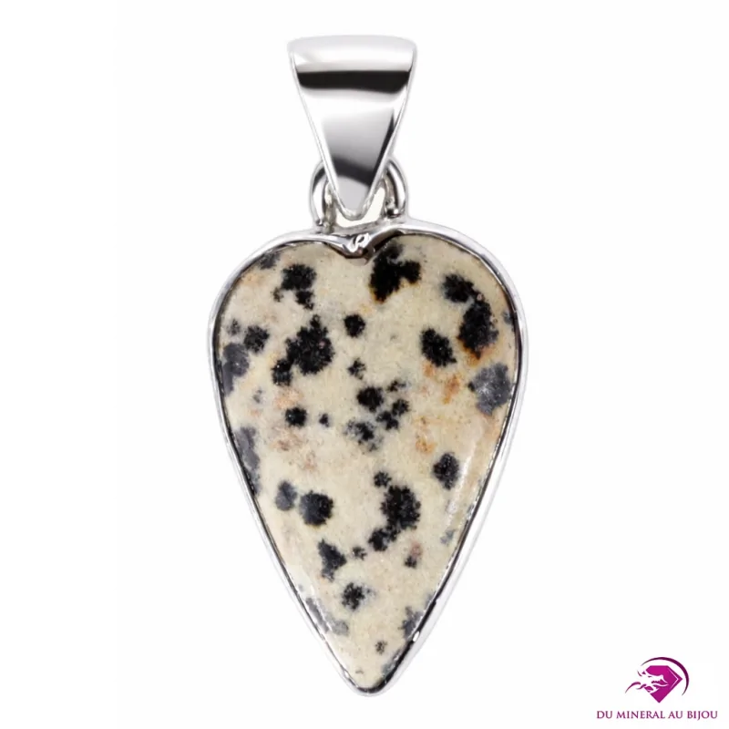 Pendentif en Jaspe dalmatien et Argent 925