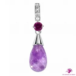 Pendentif en Améthyste et Tourmaline Rubellite en Argent 925