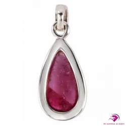 Pendentif Tourmaline Rubellite rose, Argent