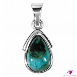 Pendentif en chrysocolle naturelle bleu-vert monté sur argent 925 – pièce unique