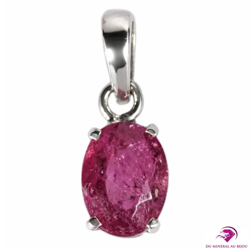 Pendentif en Tourmaline Rubellite et Argent 925