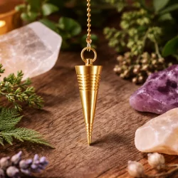 Pendule Médium Strié Doré fond naturel