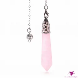 Pendule en Quartz rose pointe - métal argenté