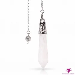 Pendule en Cristal de Roche pointe - métal argenté