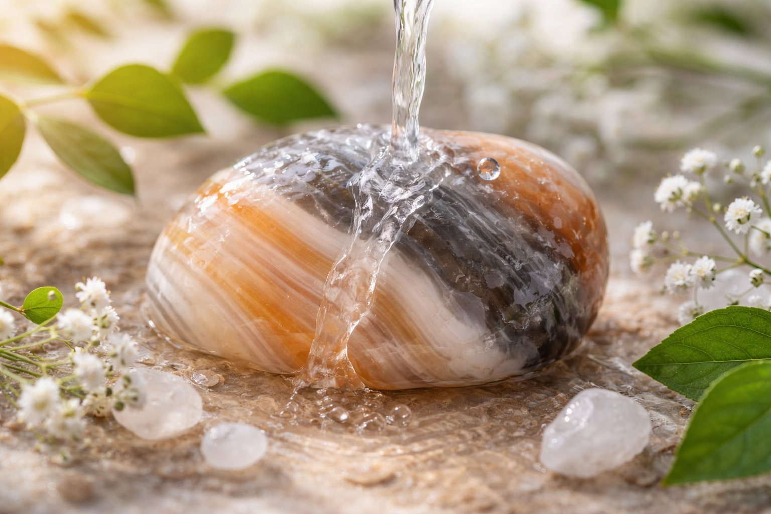 Purification d'une agate dans eau